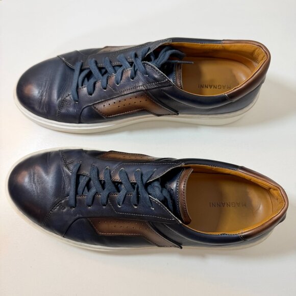 Magnanni "Phoenix” Blue & Brown Luxury Leather Sneakers {Size 12} EUC! MSRP $465 - Picture 9 of 16